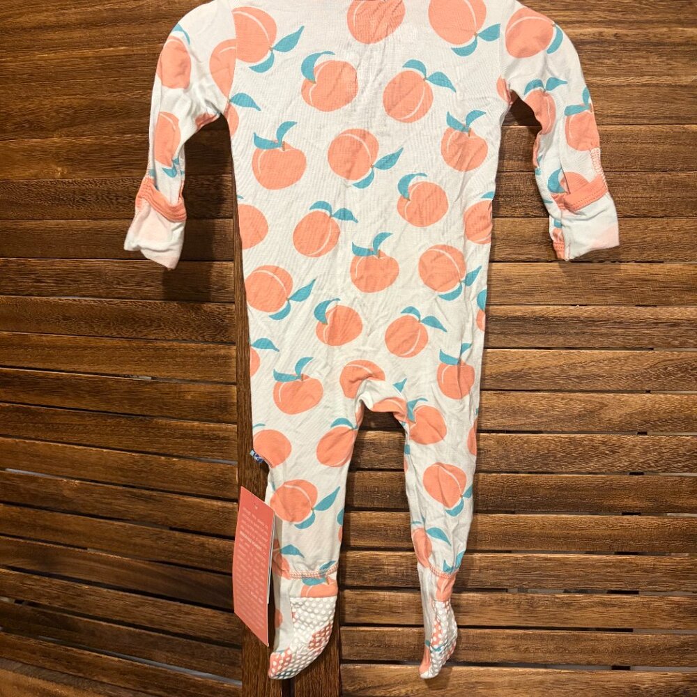Kickee Pants Kids Long Sleeve Zipper Footie Pajama Fresh Air Peaches - Picture 2 of 2